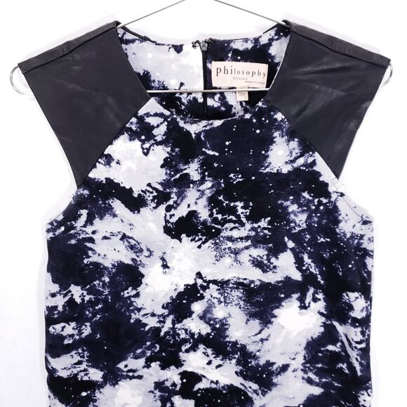 Philosophy Sheath Dress Womens Small Black Blue Galaxy Tie Dye Casual Zip Up - Picture 2 of 6